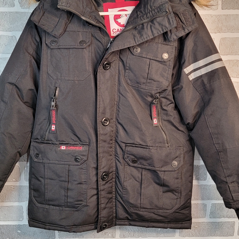 Canada Weather Gear Winter Cold Weather Faux Fur Trim Hooded Parka Coat L - Picture 3 of 15